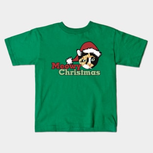 Meowy Christmas Calico cat catmas Kids T-Shirt